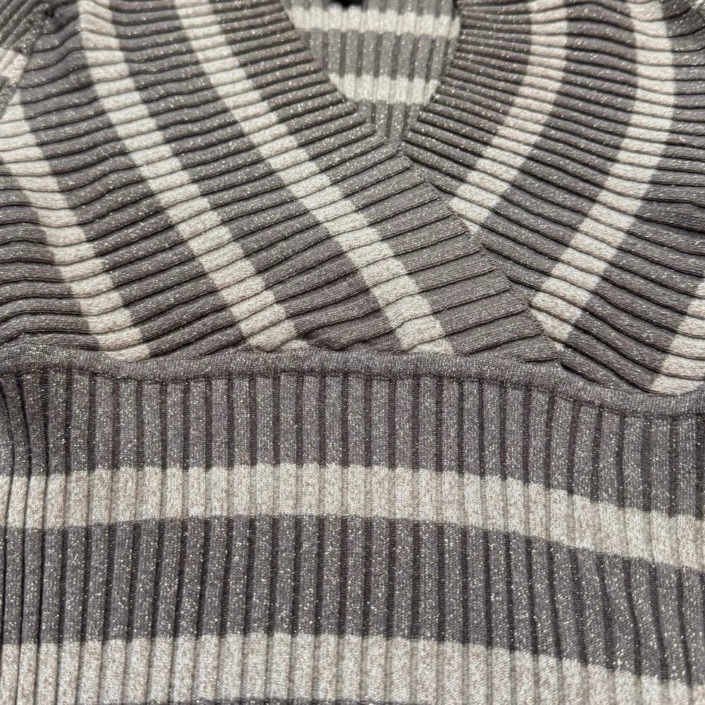 Y2K INC Ribbed Sweater L Glitter Striped V Neck Fitted Coquette Grunge Fairy - Picture 6 of 9